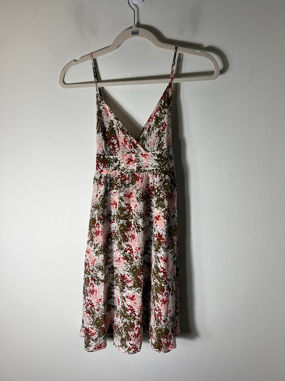 AIX Aramani Exchange Pink & Green Spaghetti Strap Mini Dress Sz 0